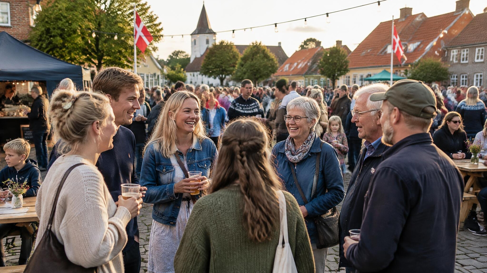 Danish people gathered outdoors at a local community festival